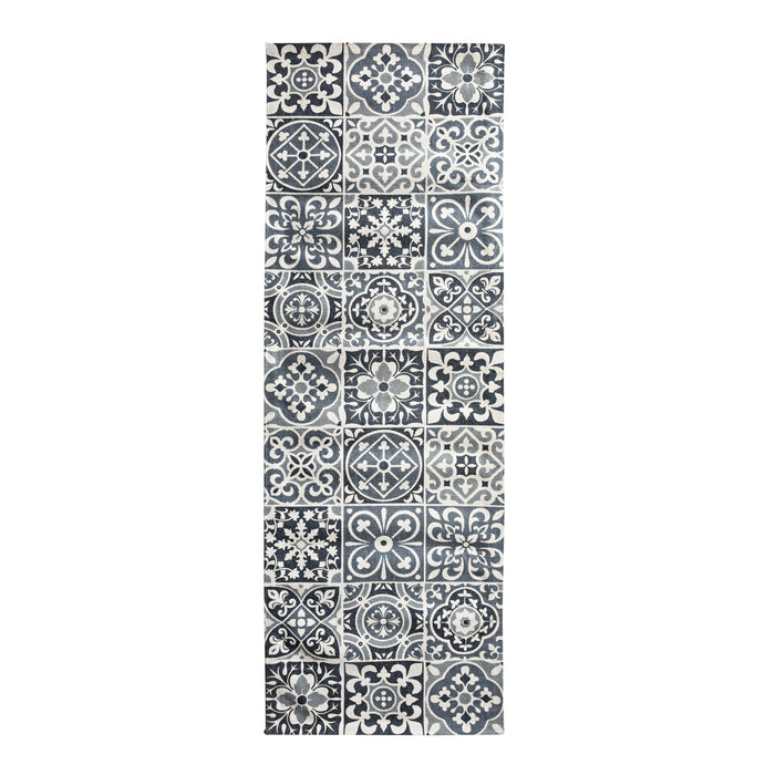 Carrelage Tile Hand Woven Soft Grey And Blue Rug Runner 200x70cm