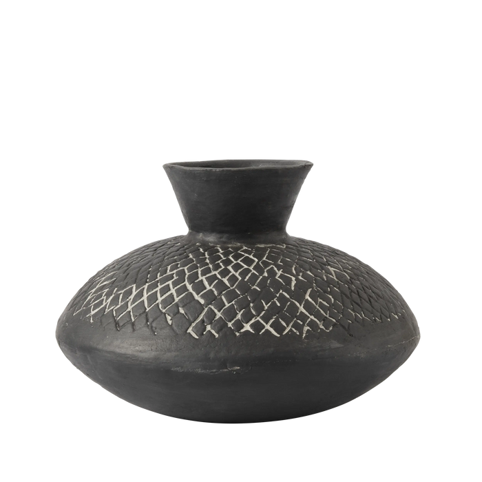 Kairos Paper Mache Gourd Vase Black