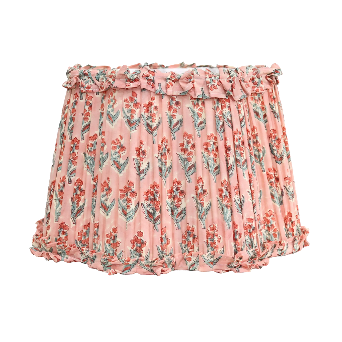 Loni Scallop Tapered Shade Peach Floral 35cm