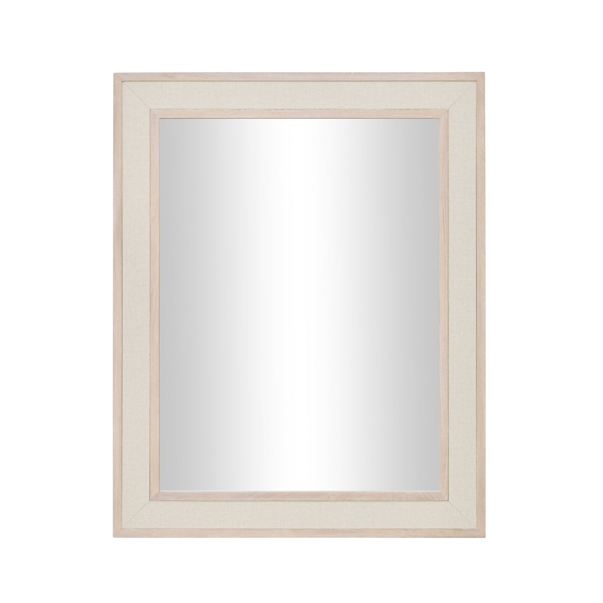 Cannes White Washed Oak & Linen Insert Wall Mirror 100x80cm