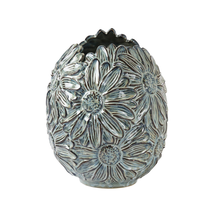 Valencia Diasy Round Vase Denim