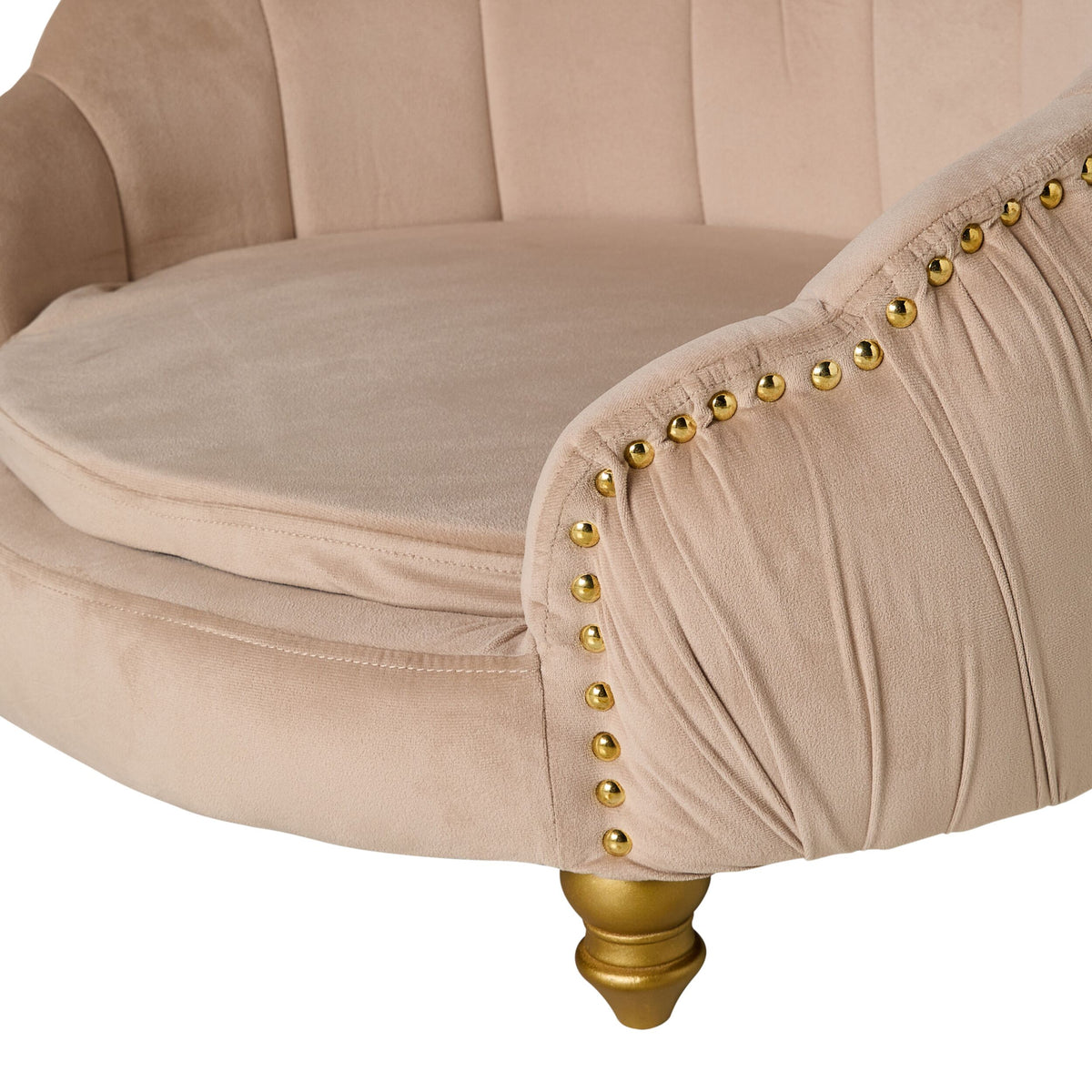 Antoinette Rouched Velvet Pet Bed Champagne