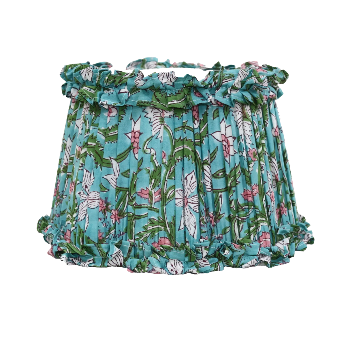 Loni Scallop Tapered Shade Aqua Floral 25cm