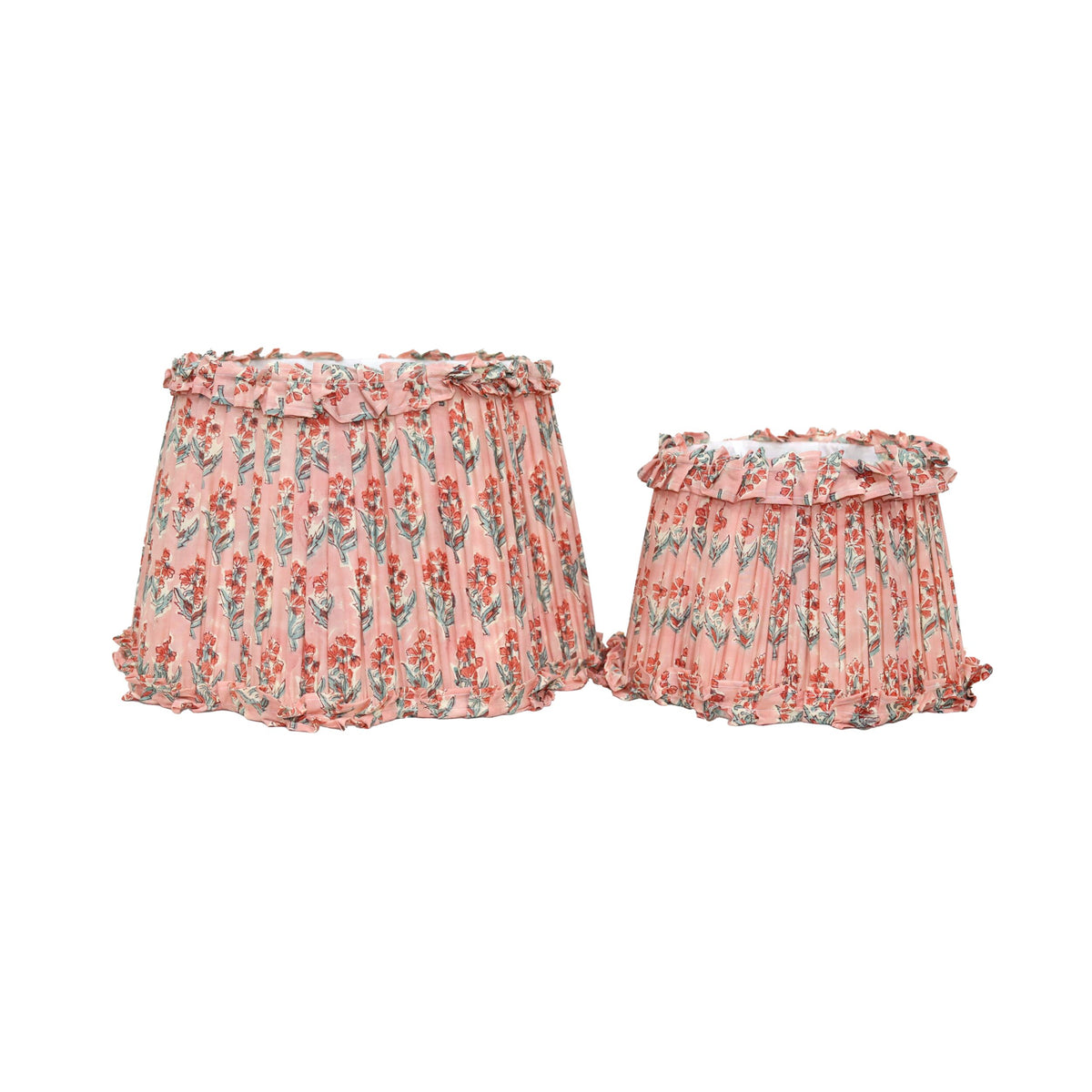 Loni Scallop Tapered Shade Peach Floral 25cm