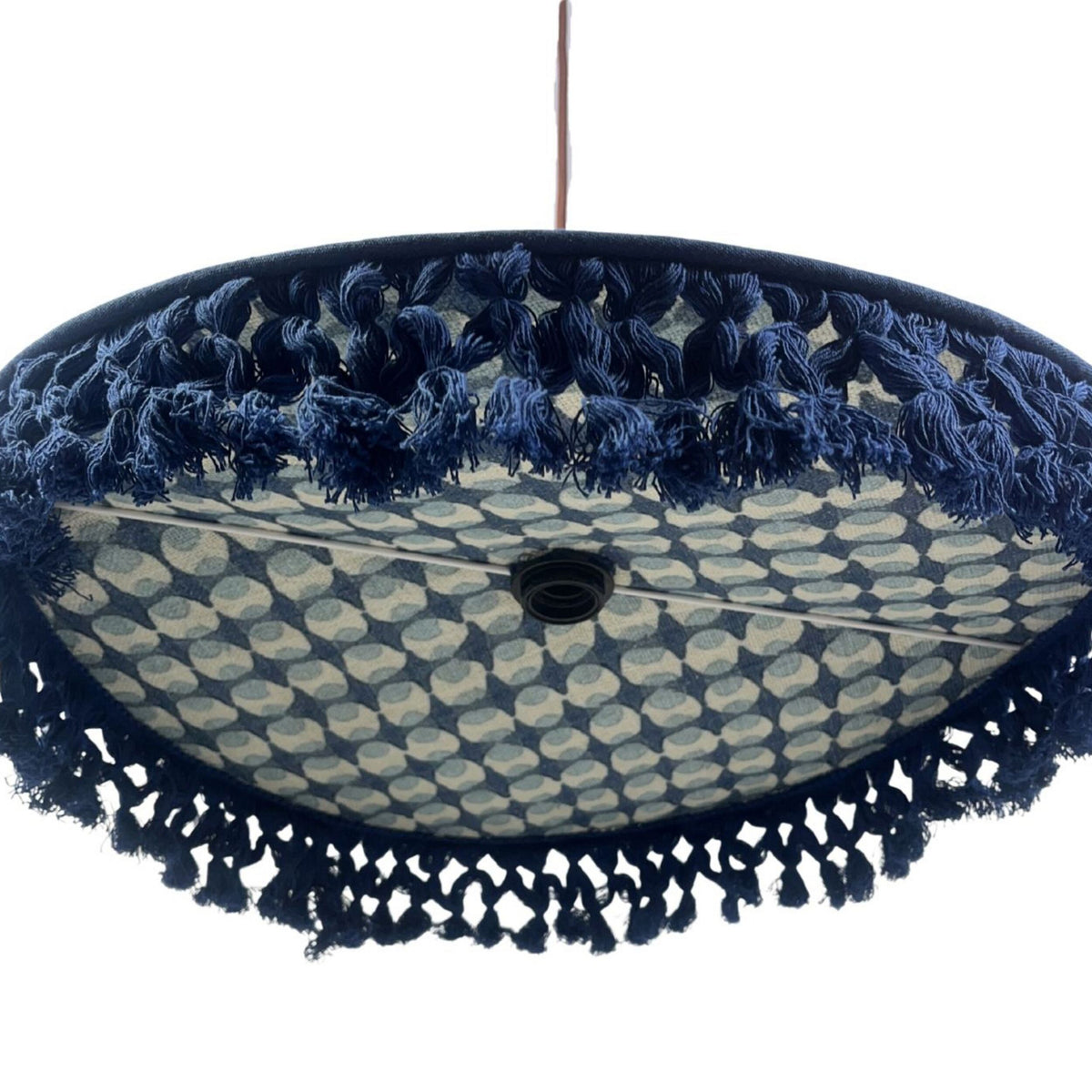 Fiesta Fringed Cotton Pendant Blue 60cm - SHADE ONLY