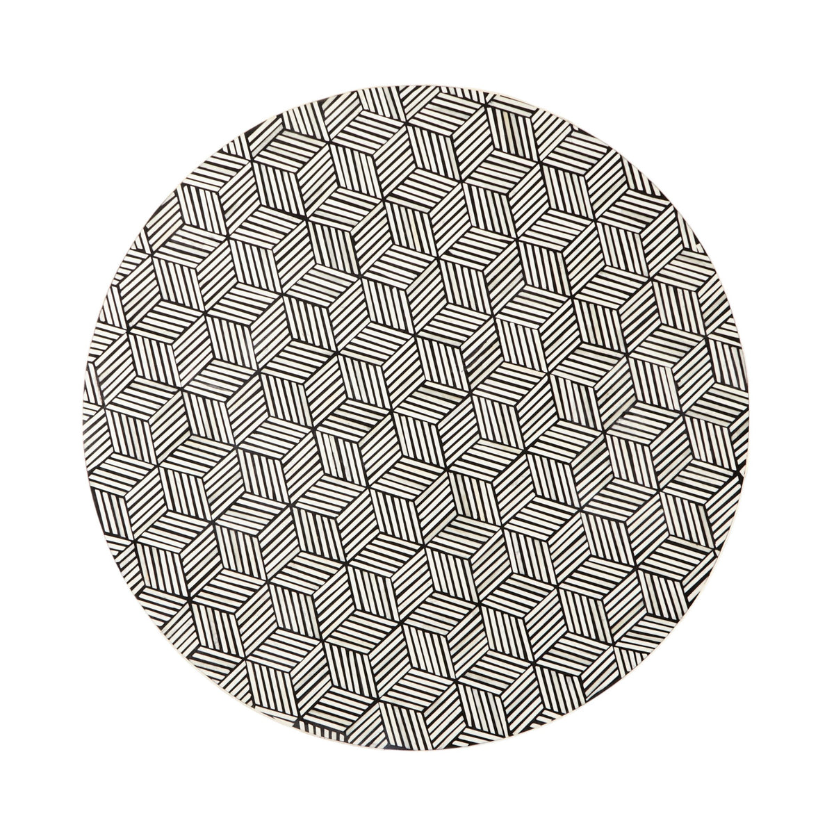 Aria Bone Inlay Round Coffee Table Large Black and White