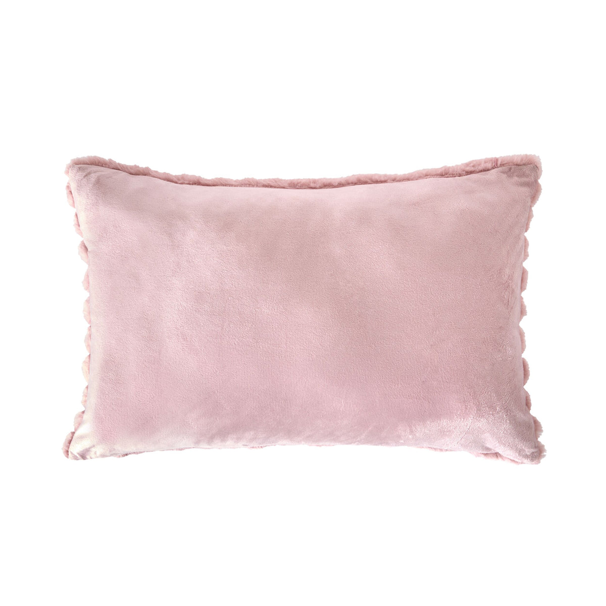 Luxe Rib Faux Fur Cushion Blush 55x35cm