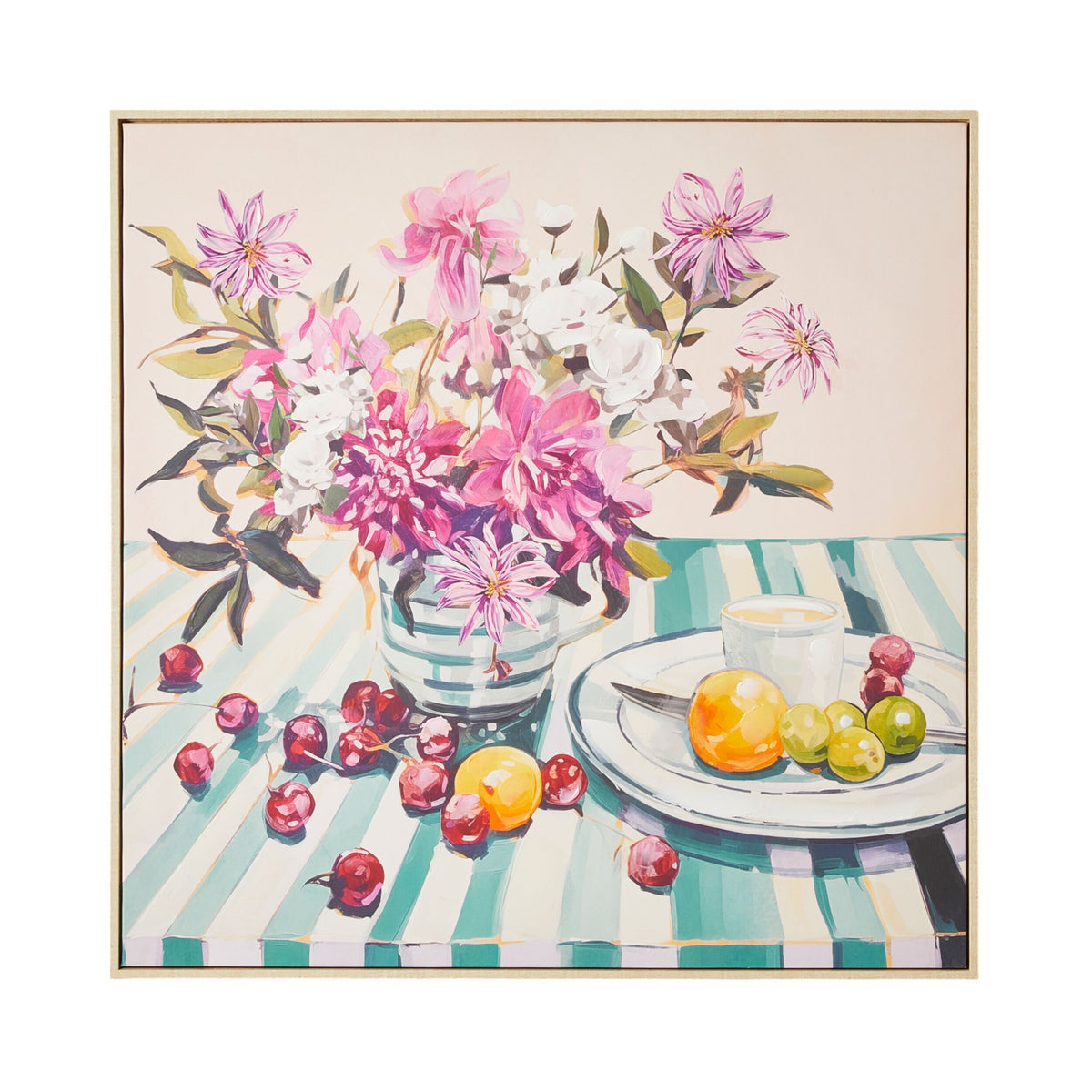 Brunch Setting Framed Canvas Print 82.5x82.5cm