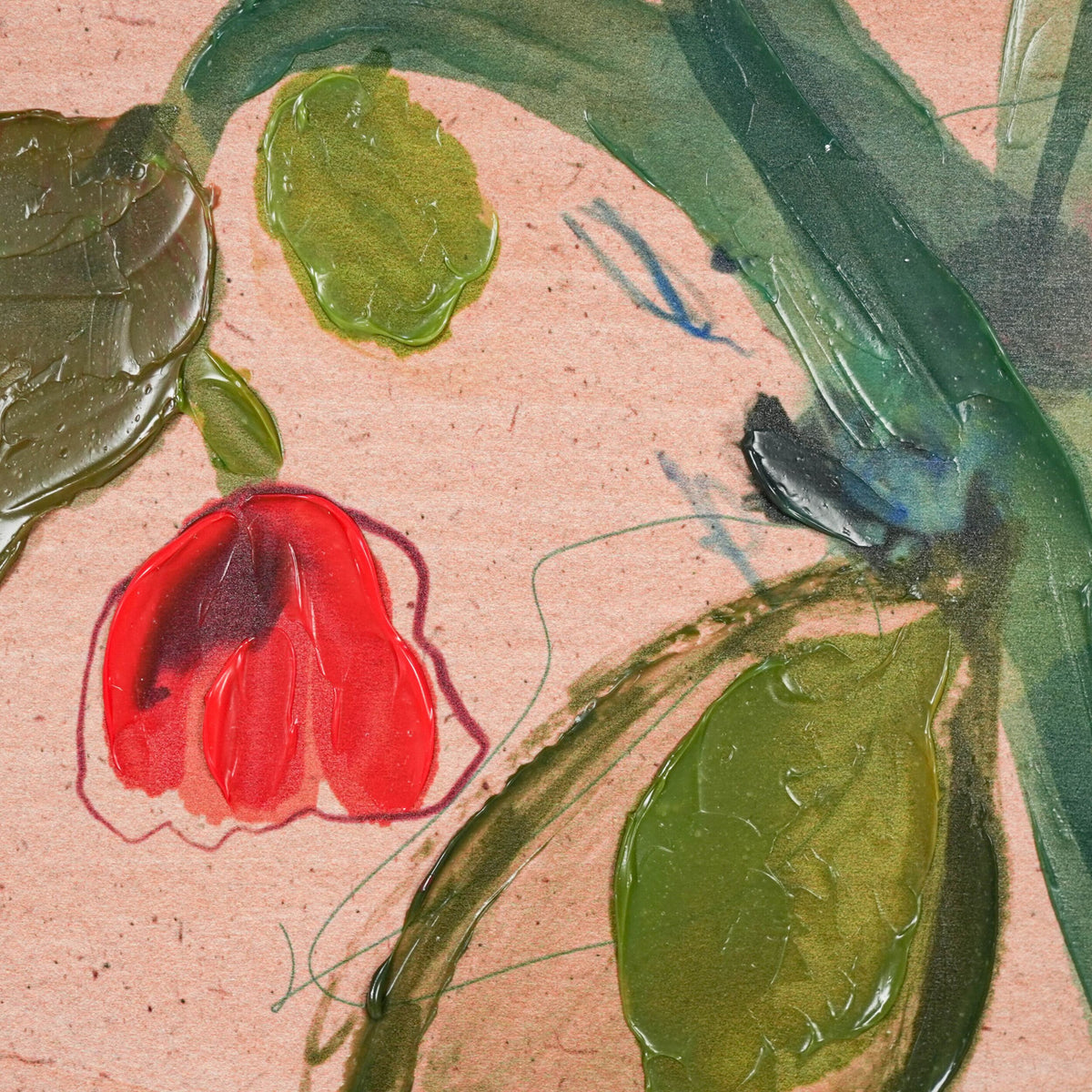 Floral Study On Woodblock II 30x40cm