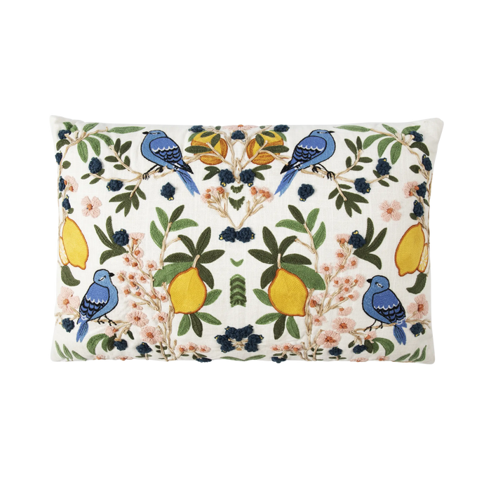 Stitch Bluebird Orchard Embroidered Cushion 40x60cm