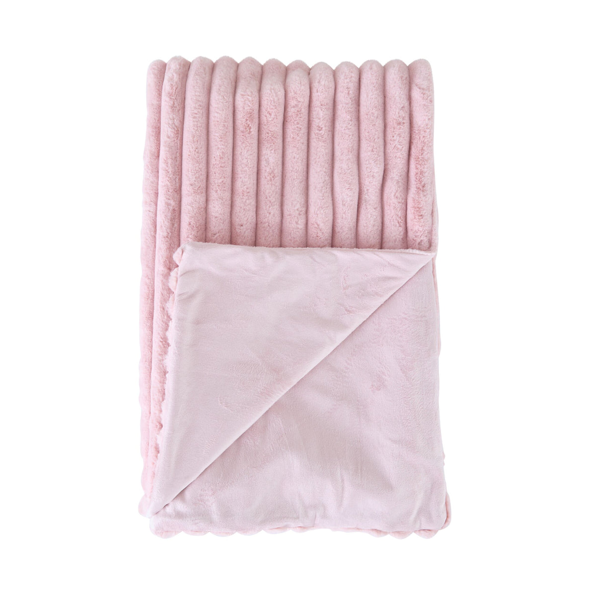 Luxe Rib Faux Fur Throw Blush 130x170cm