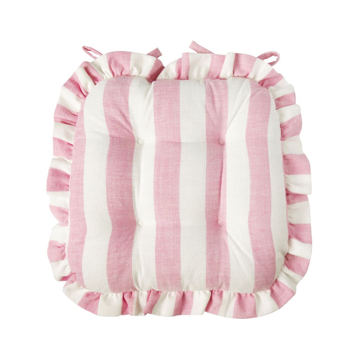 Marais Block Stripe Ruffle Seat Cushion Rose Pink