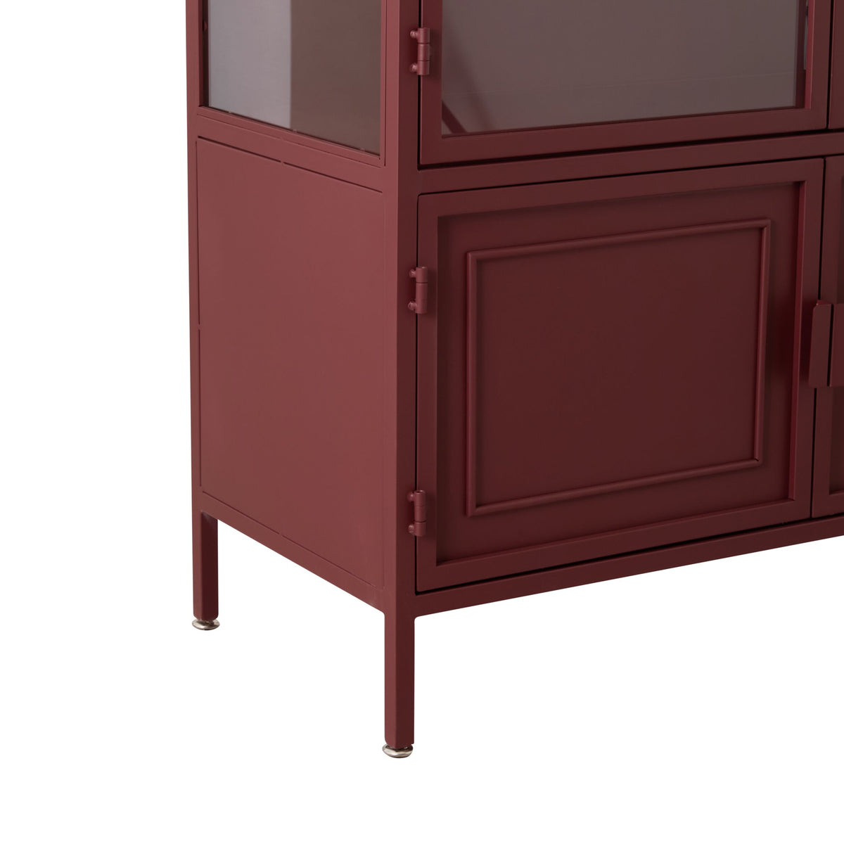 Nero 4 Door Display Cabinet Burgundy