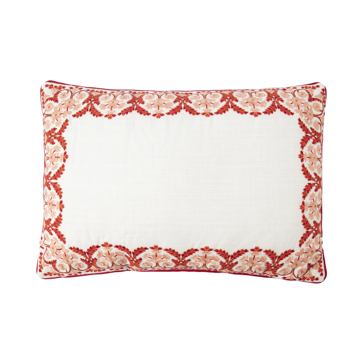 Stitch Rose Berry Embroidered Cushion 40x60cm