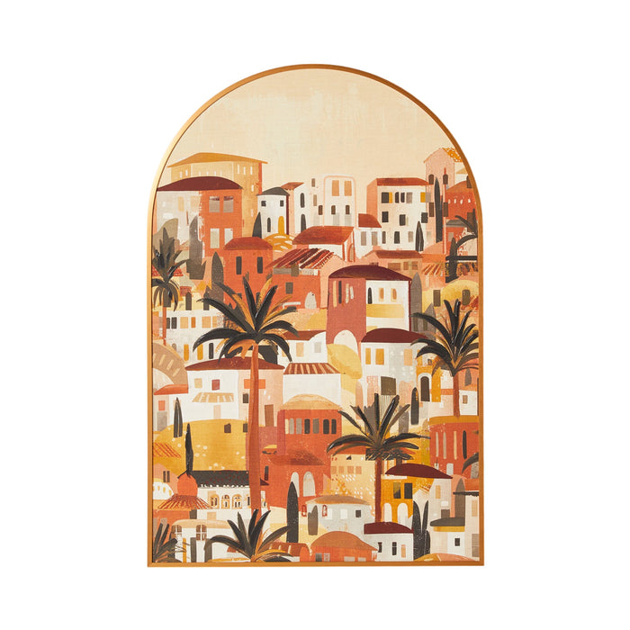 Window View Arch Framed Canvas 60x90cm