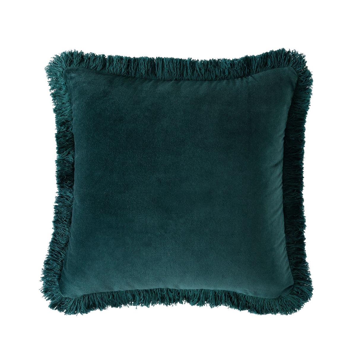 Casa Fringed Velvet Cushion Deep Teal 50x50cm