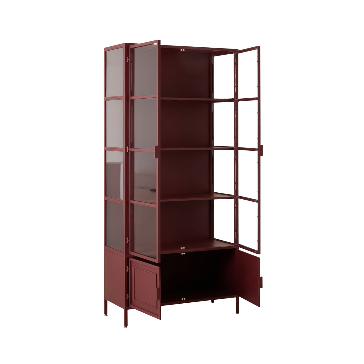 Nero 4 Door Display Cabinet Burgundy