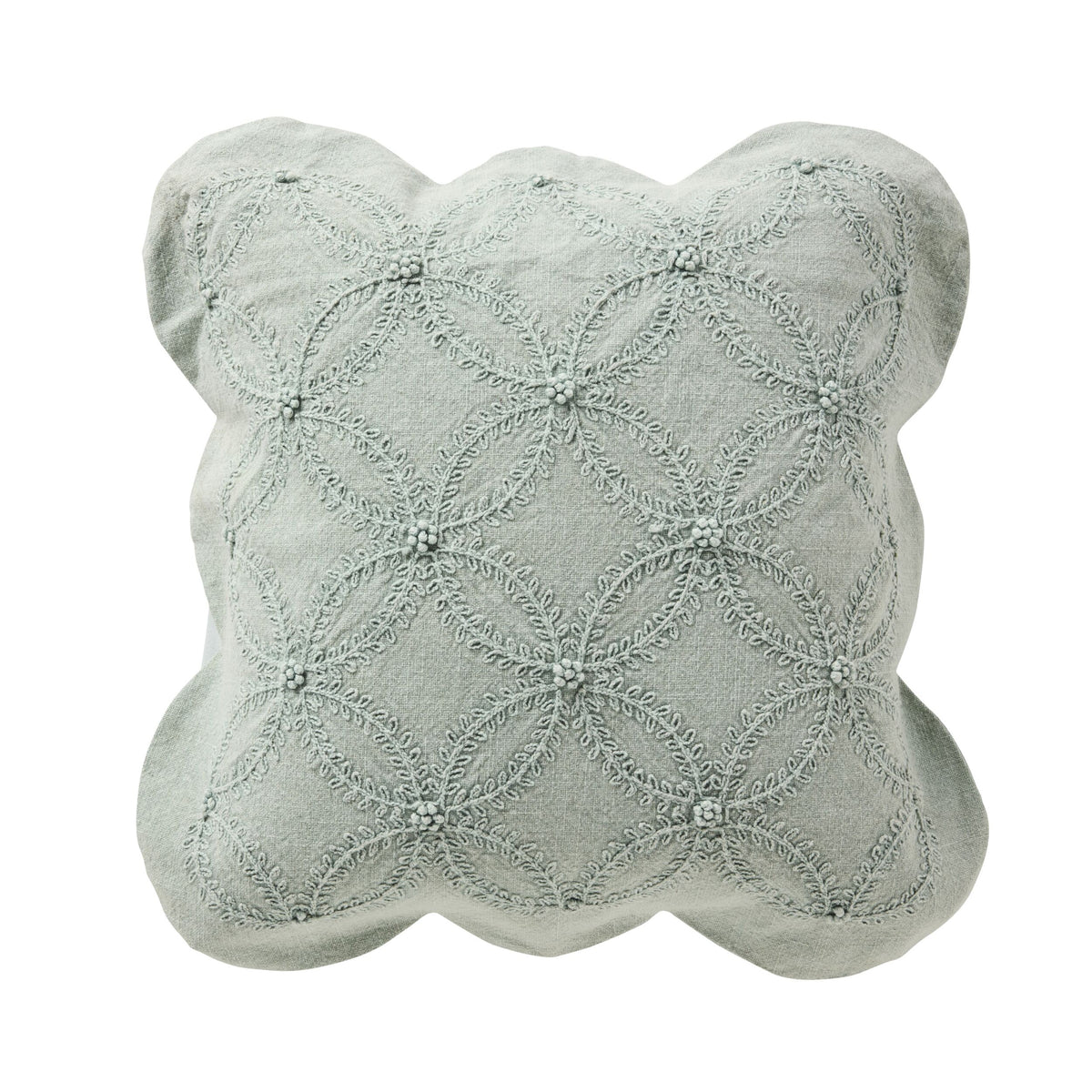 Stitch Scalloped Cushion Soft Sage 50x50cm