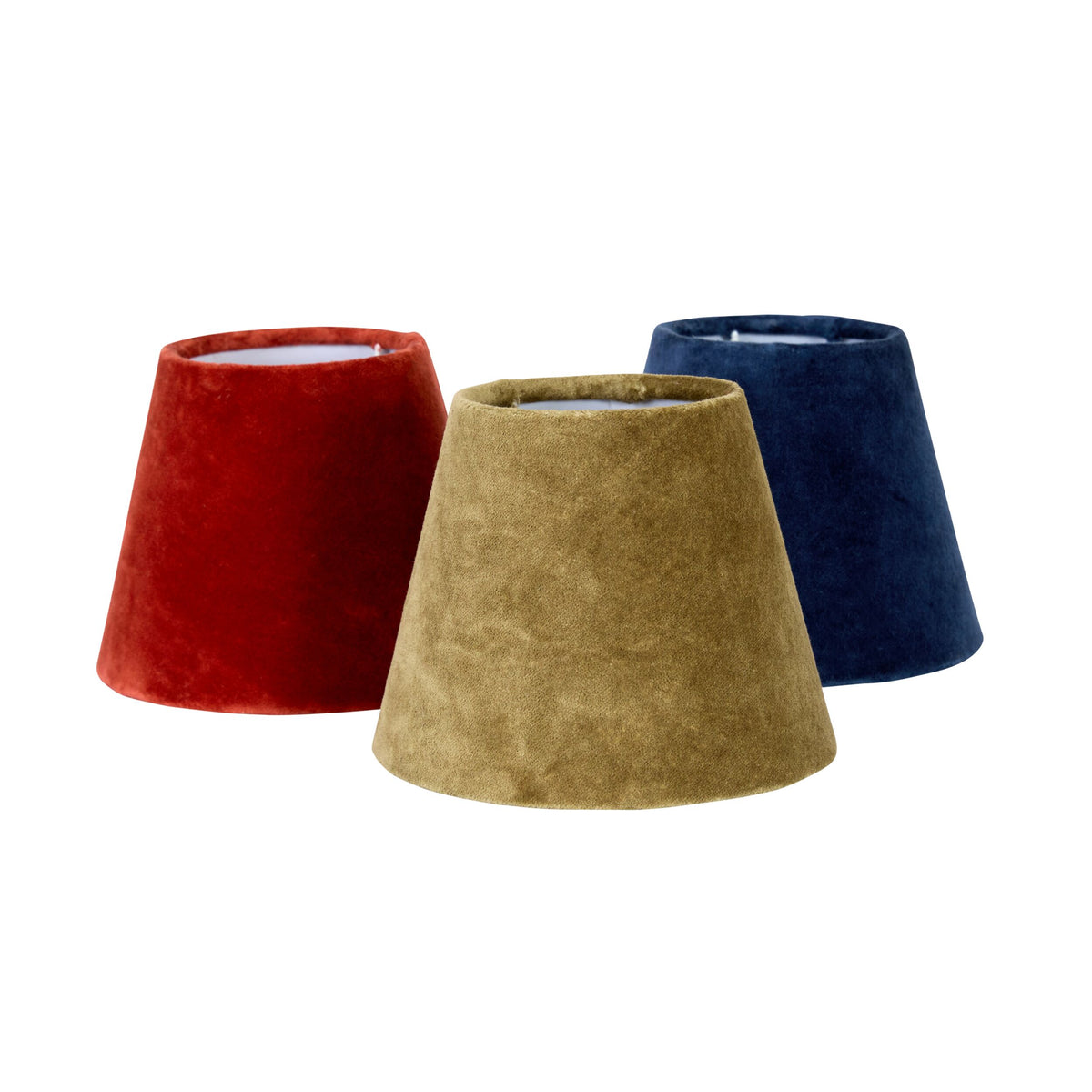 Tapered Velvet Shade Warm Red 16x10x13cm