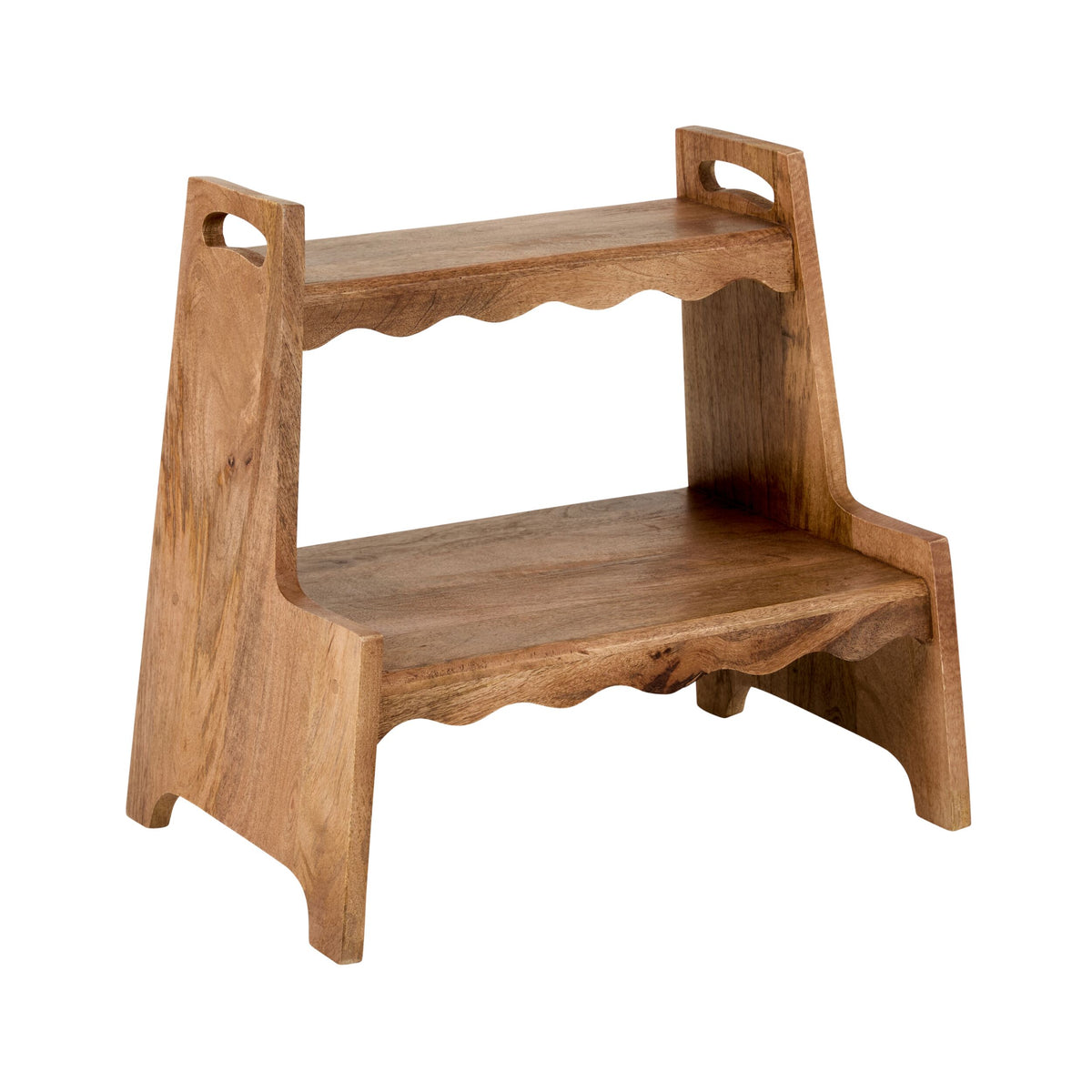 Sati Scalloped Wooden Step Stool