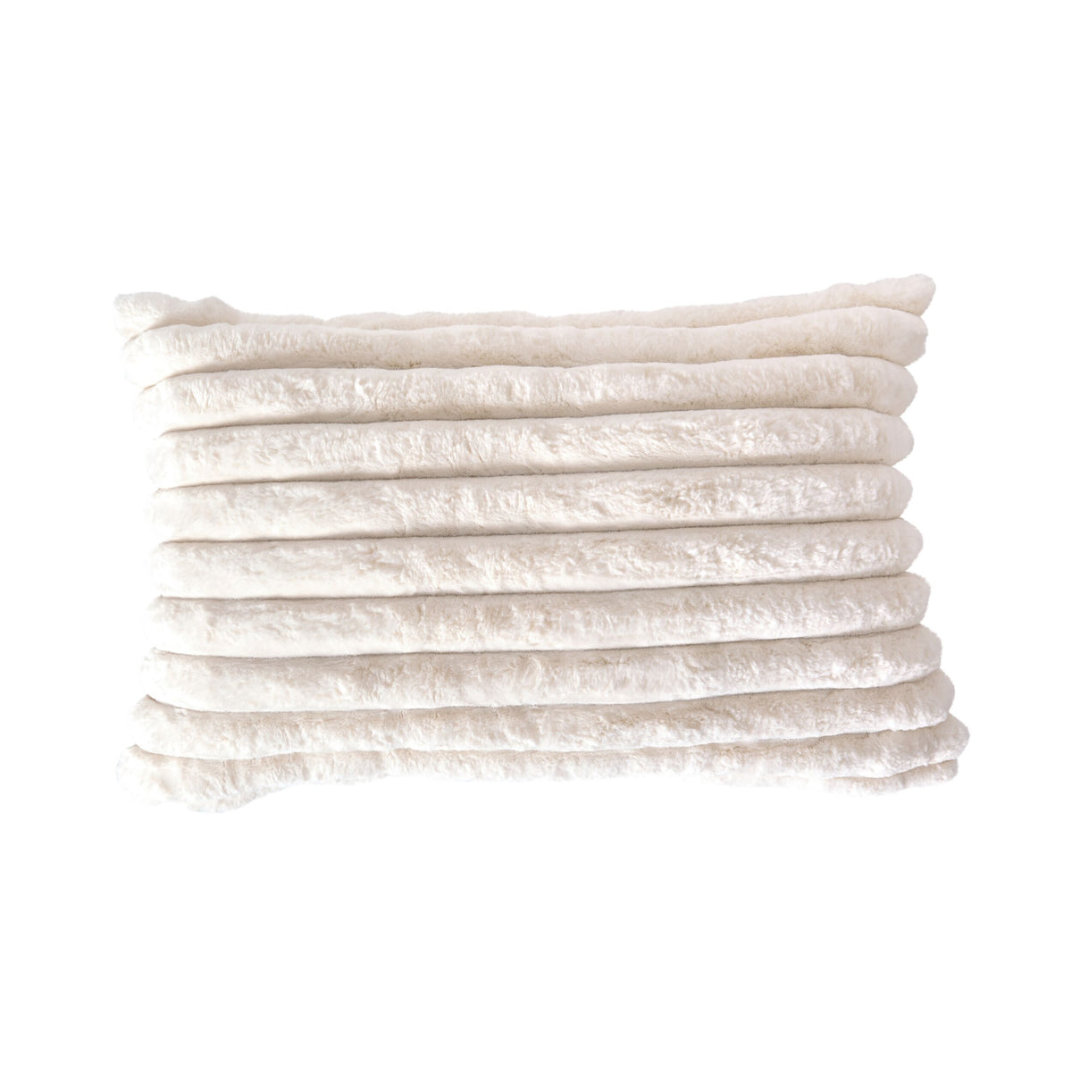 Luxe Rib Faux Fur Cushion Antique White 55x35cm