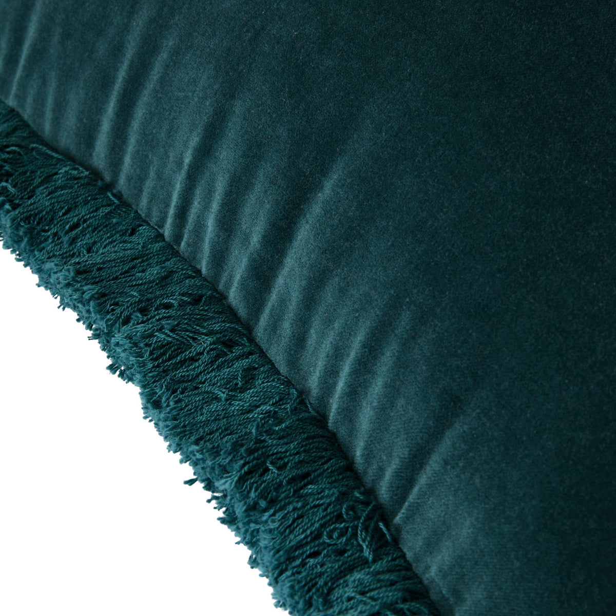 Casa Fringed Velvet Cushion Deep Teal 50x50cm