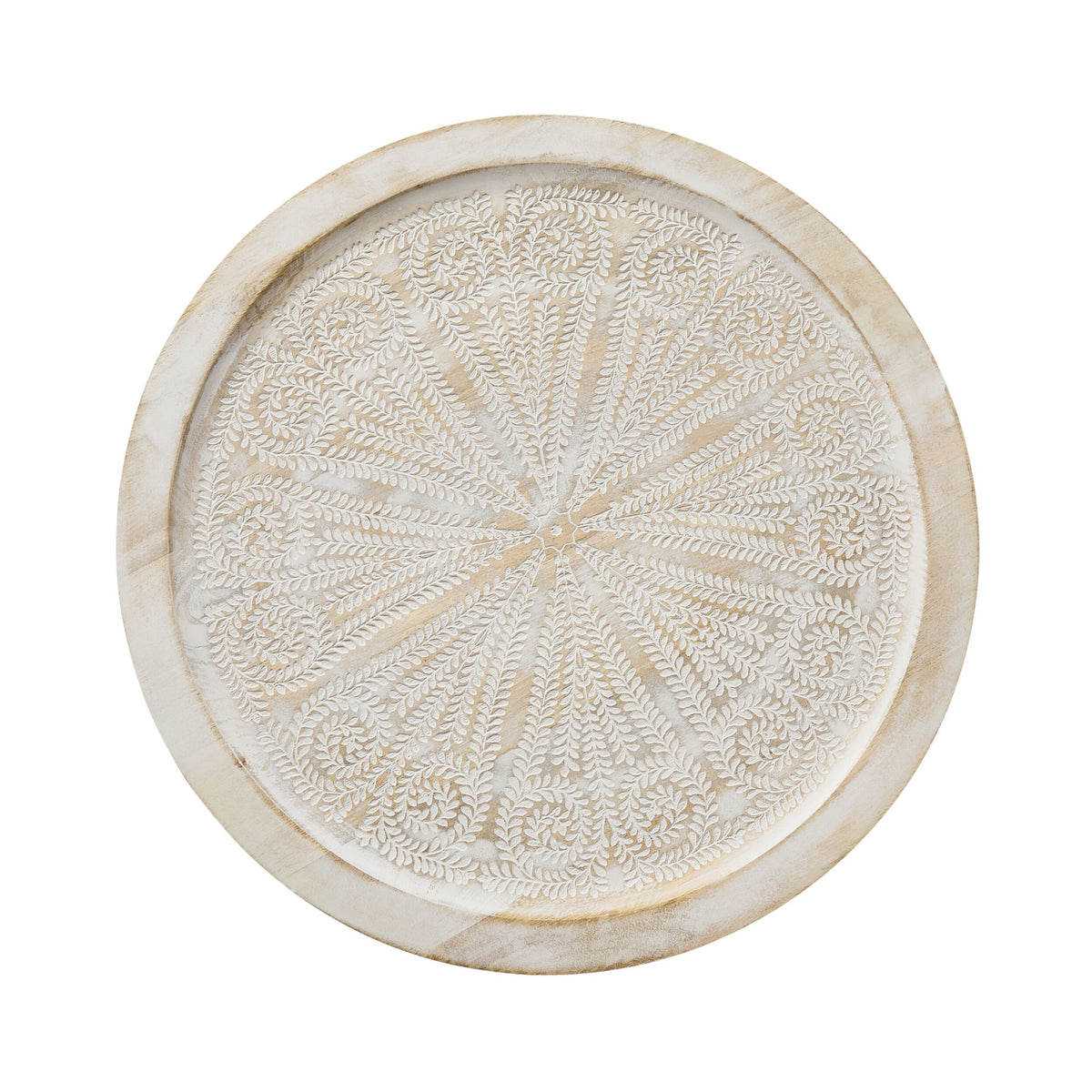 Pavan White Washed Wooden Side Table 48cm