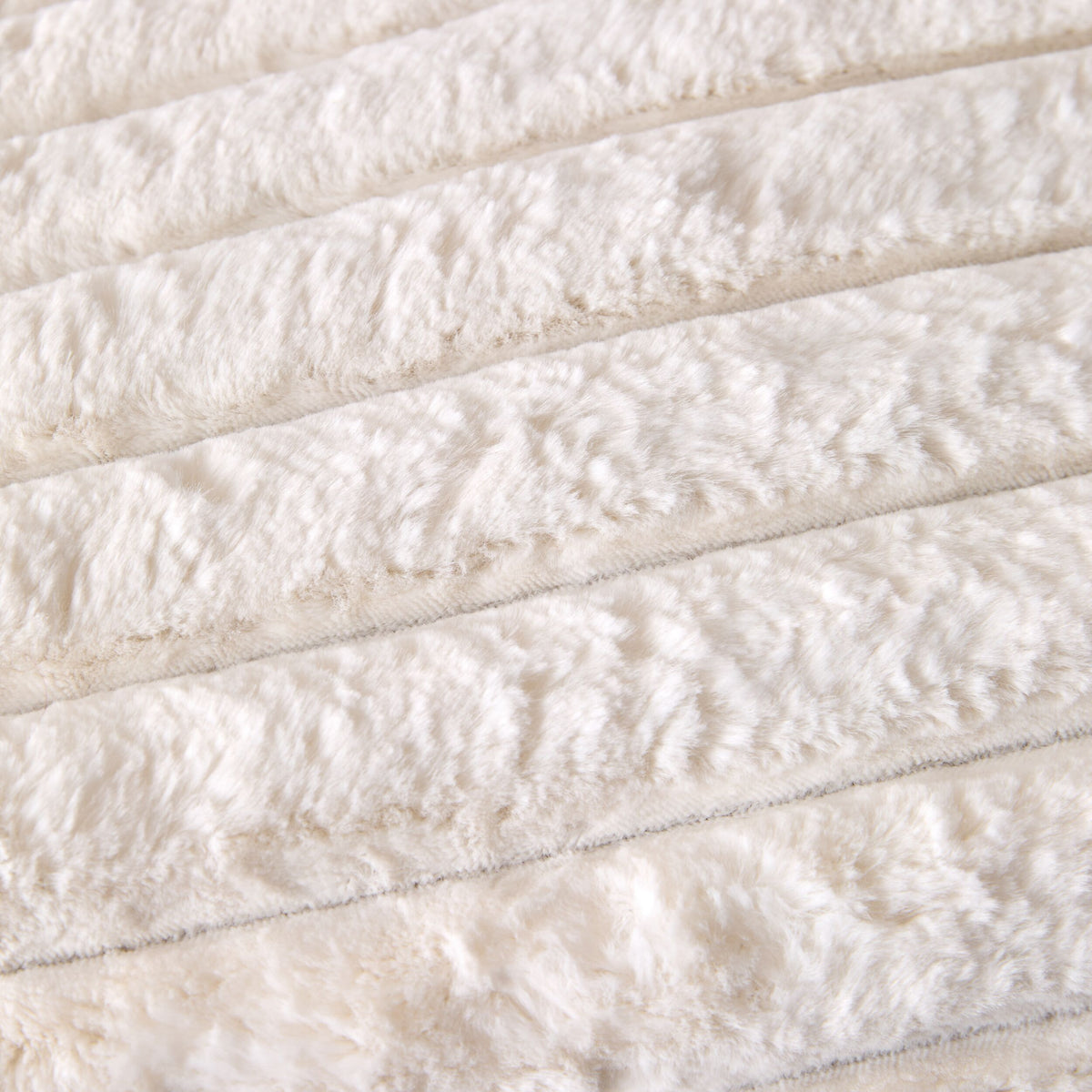 Luxe Rib Faux Fur Cushion Antique White 55x35cm
