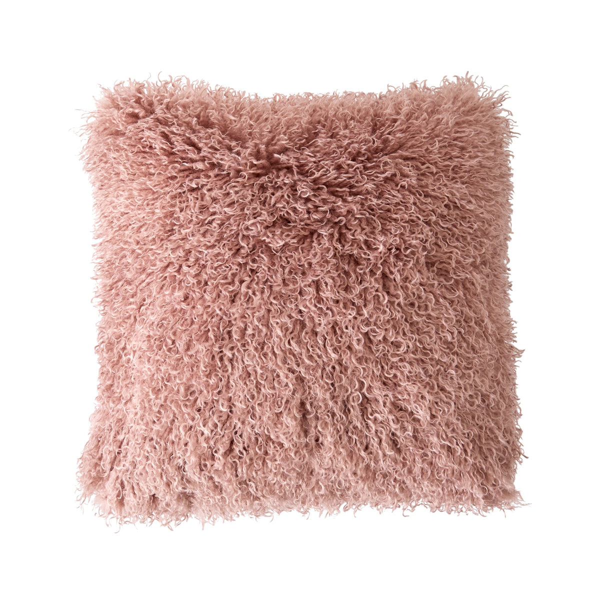 Faux Mongolian Fur and Velvet Cushion Rose Smoke 45x45cm