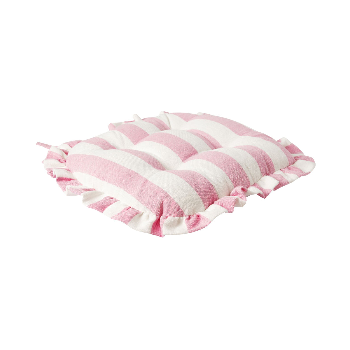 Marais Block Stripe Ruffle Seat Cushion Rose Pink