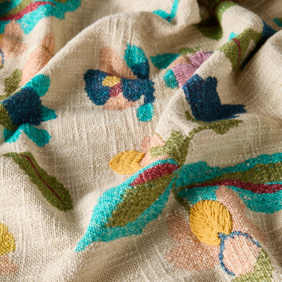 Stitch Summer Bloom Embroidered Throw