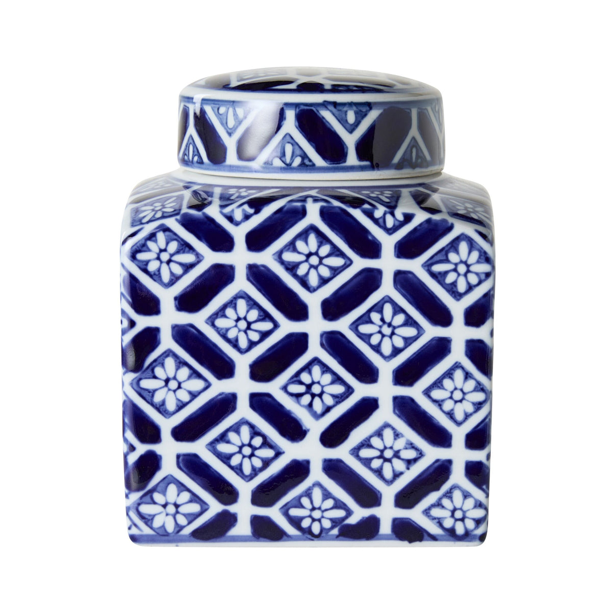Celadon Daisy Tile Jar Medium