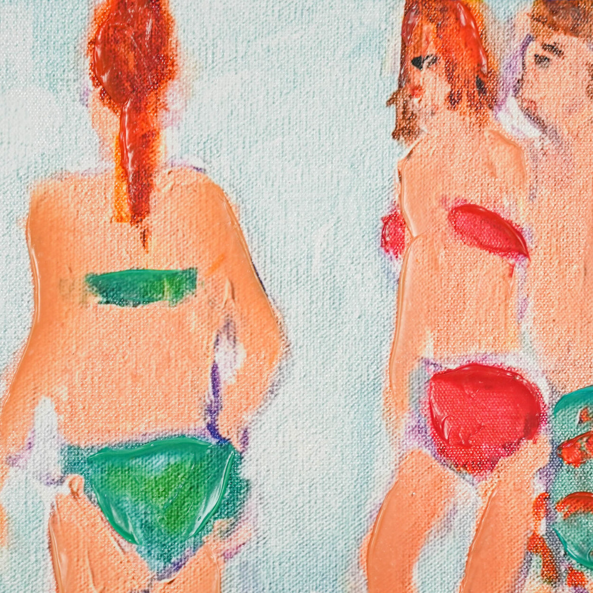 Bathing Ladies II Textured Framed Artwork 70x70cm